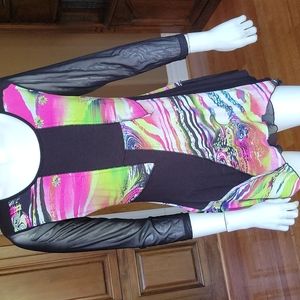 LADIES BLOUSE Size M Muti Colored pink/Black